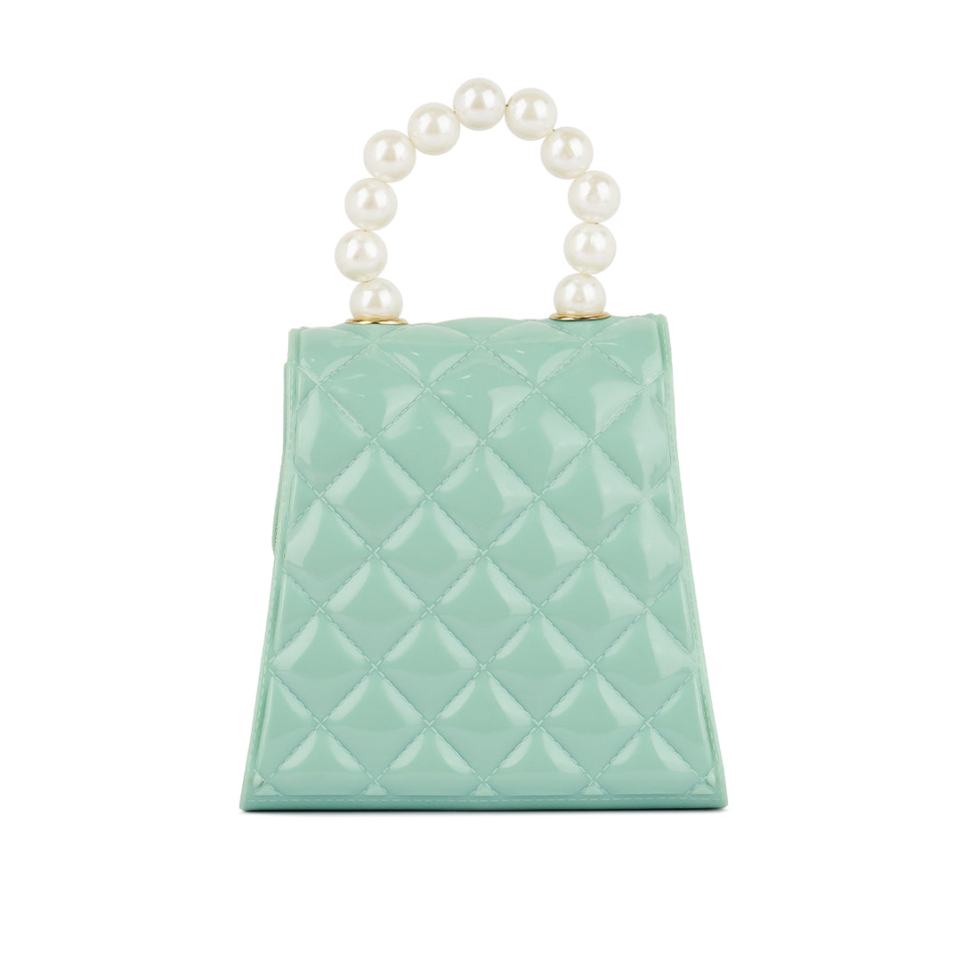 Jelly Quilted Pearl Sling Bag in Mint