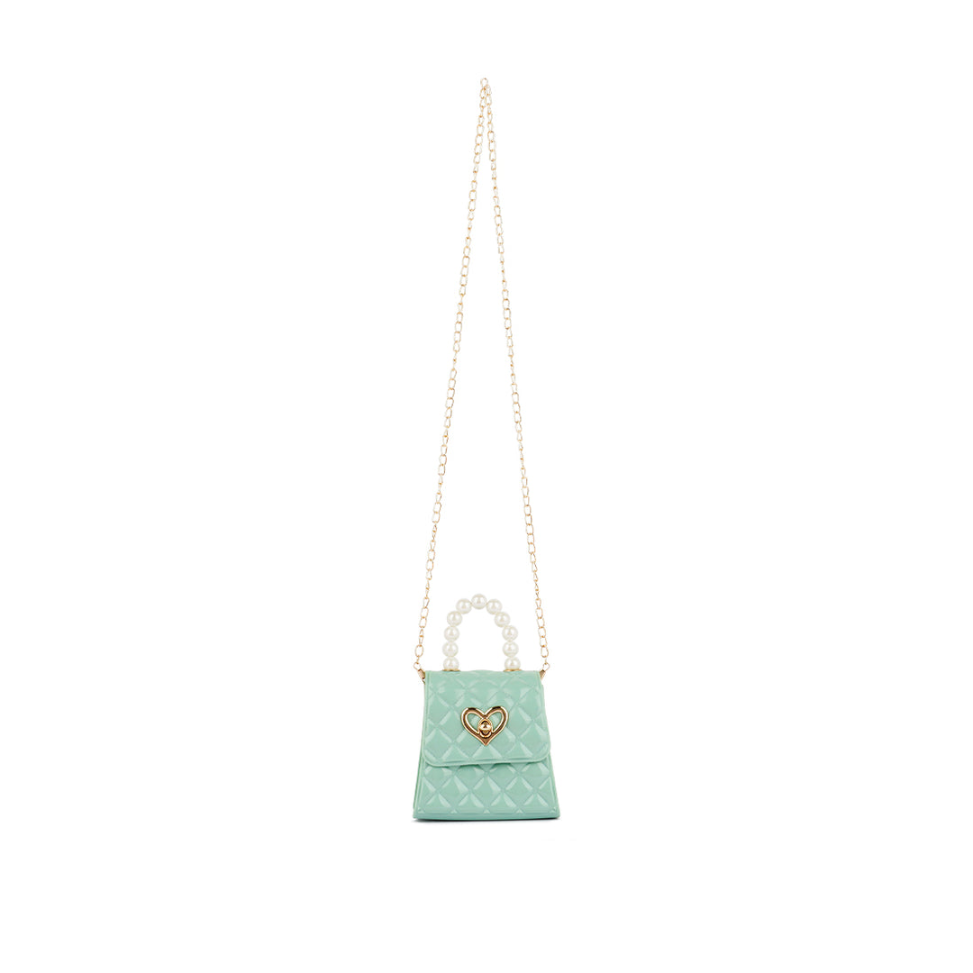 Jelly Quilted Pearl Sling Bag in Mint