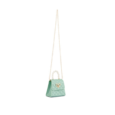 Jelly Quilted Pearl Sling Bag in Mint