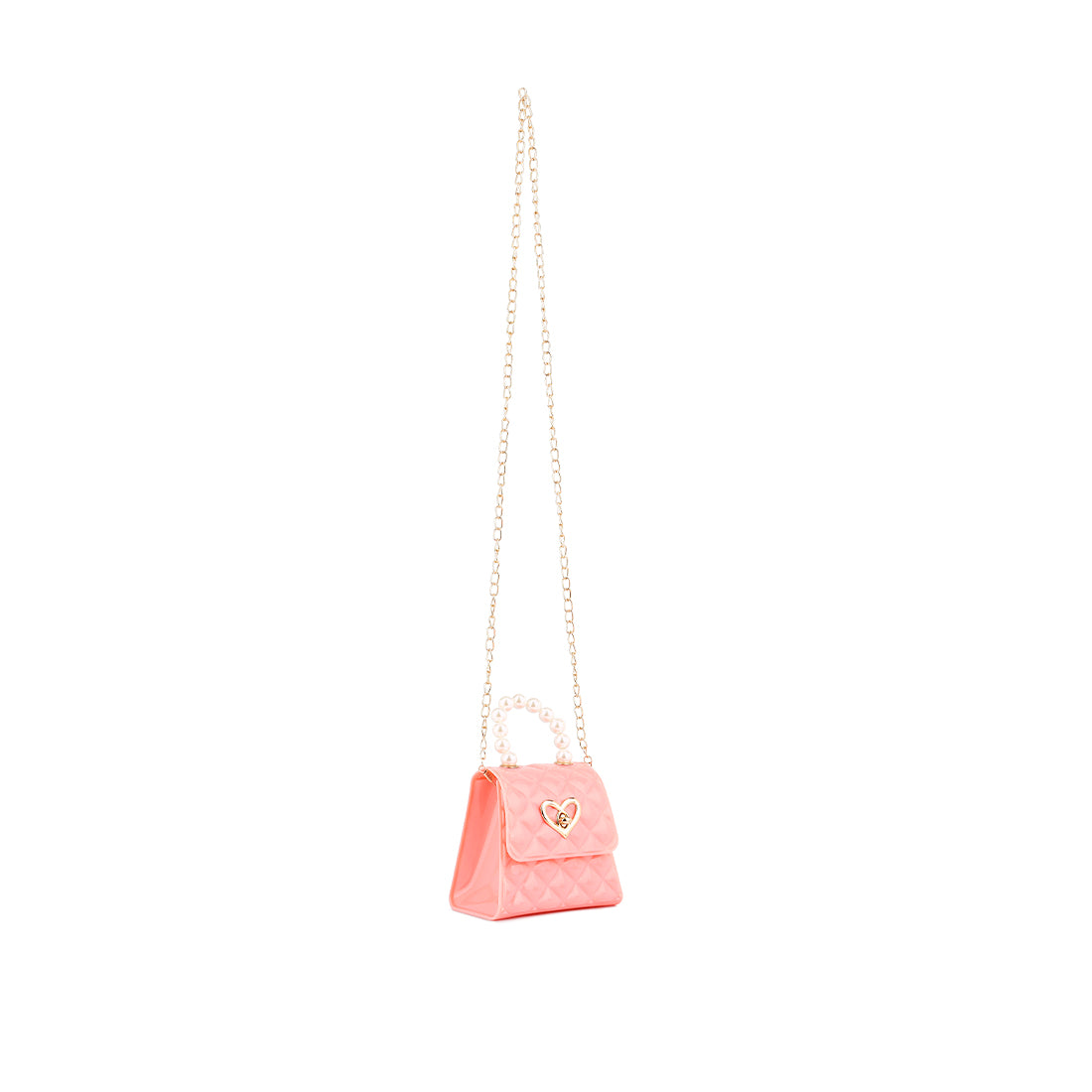Jelly Quilted Pearl Sling Bag in Pink