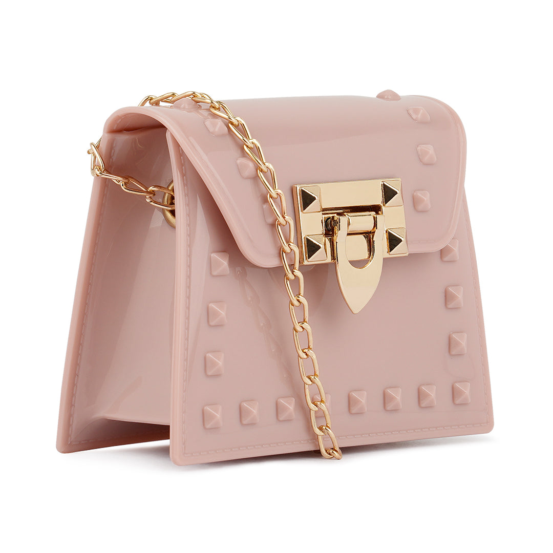 Jelly Buckled Sling Bag in Blush