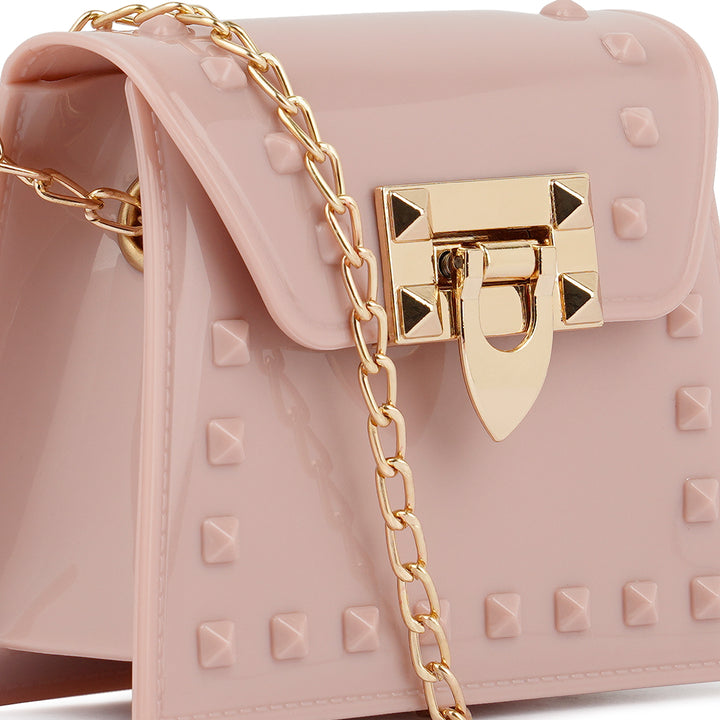 Jelly Buckled Sling Bag in Blush