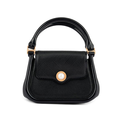 Croc Textured Mini Handbag in Black