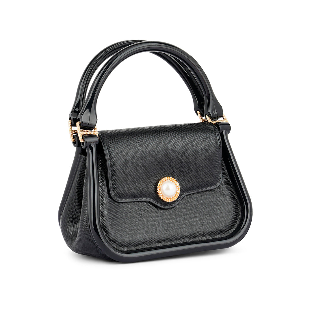 Croc Textured Mini Handbag in Black