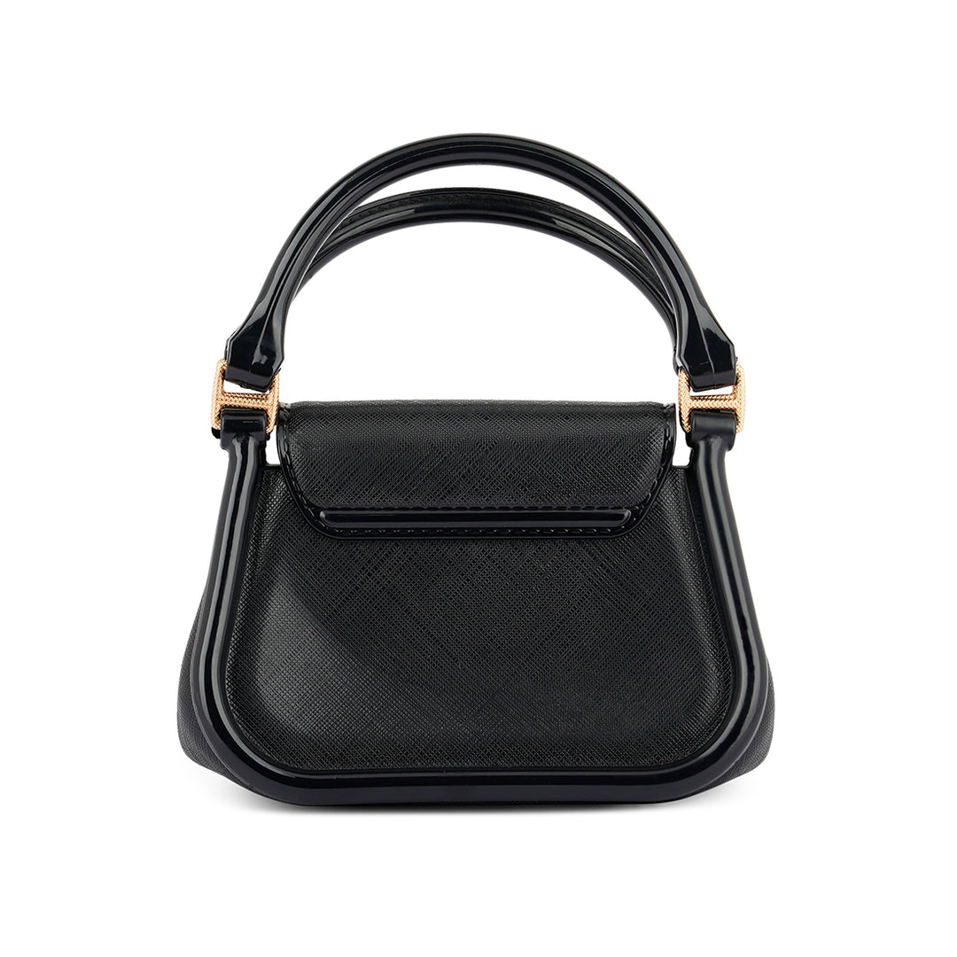 Croc Textured Mini Handbag in Black