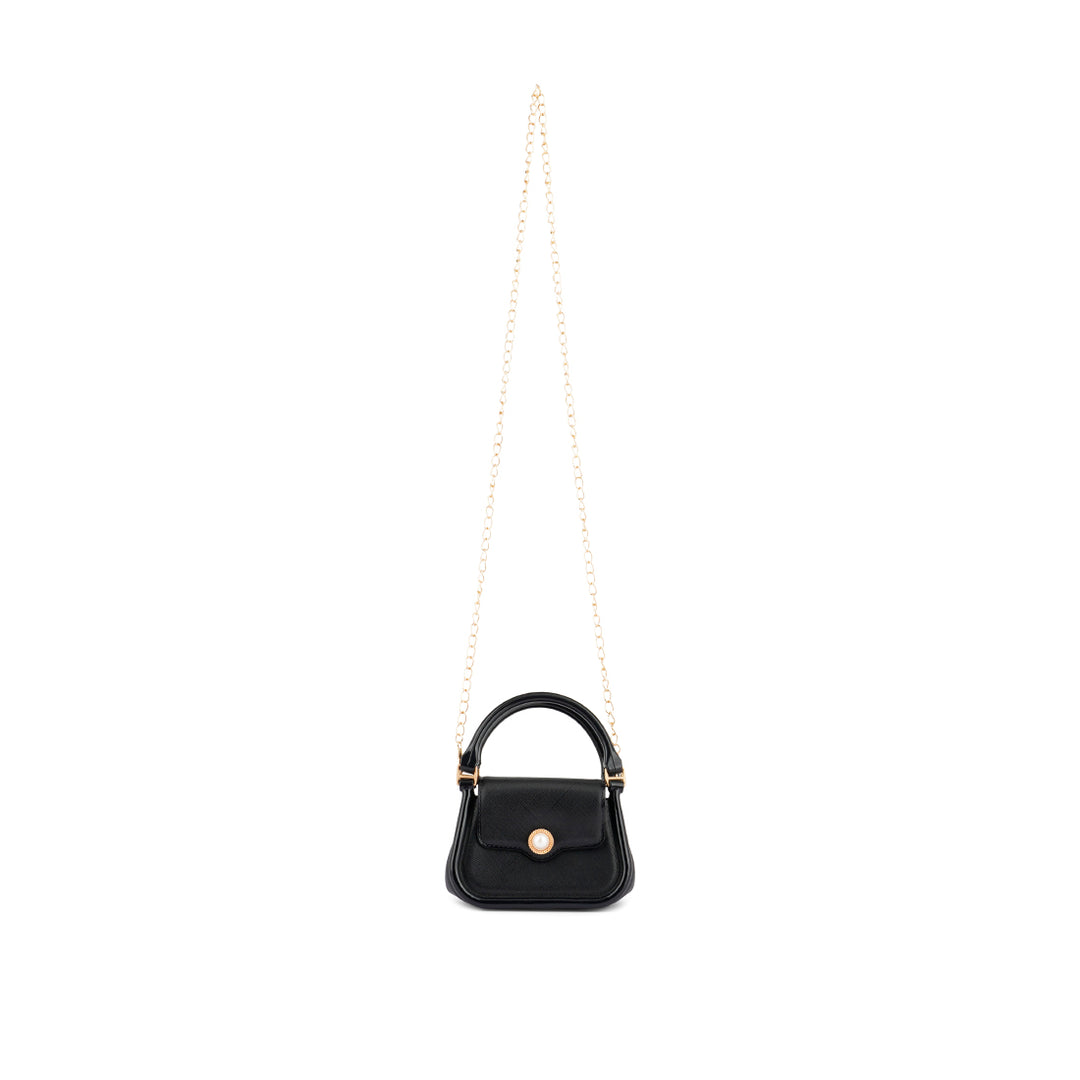 Croc Textured Mini Handbag in Black