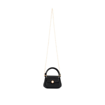 Croc Textured Mini Handbag in Black
