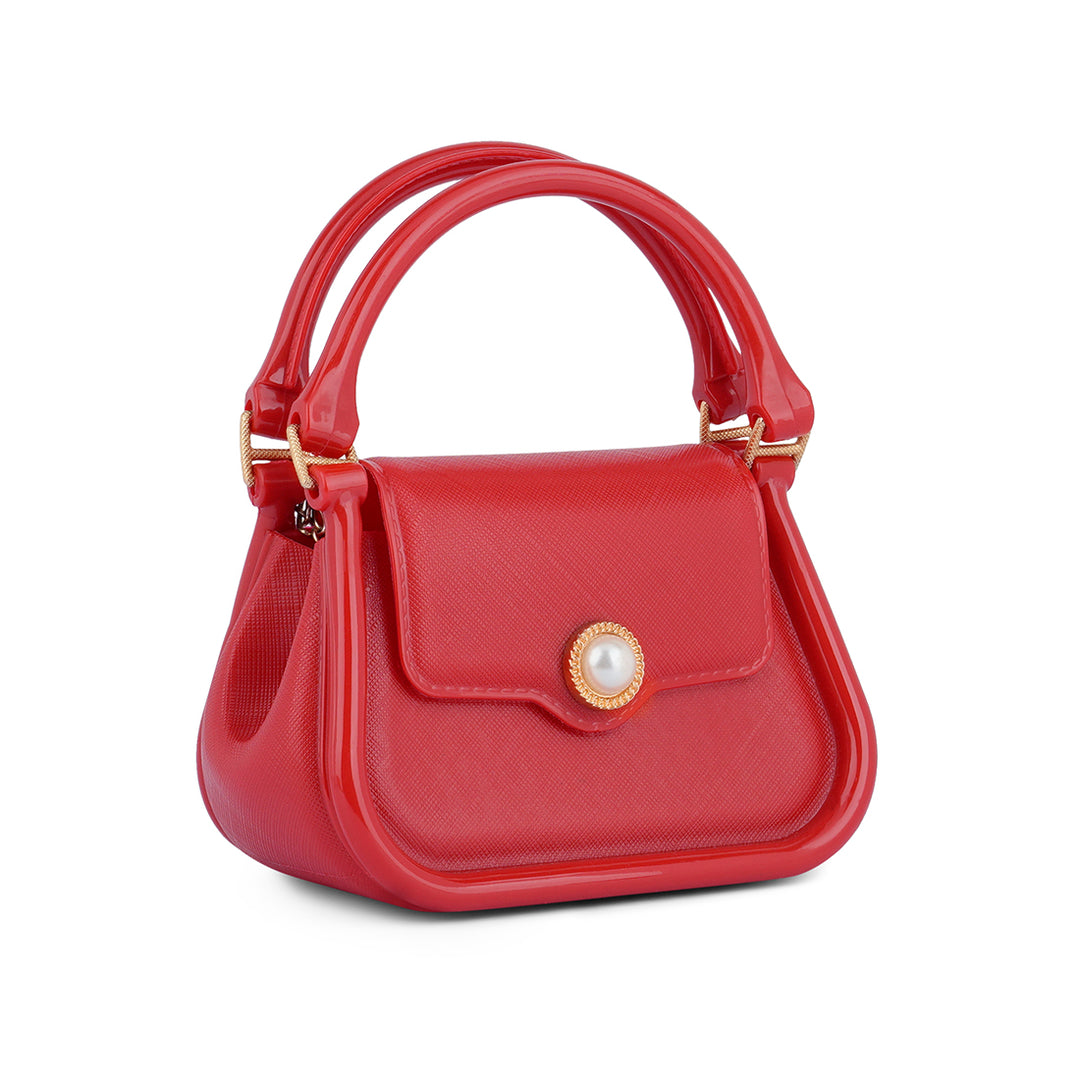 Croc Textured Mini Handbag in Red