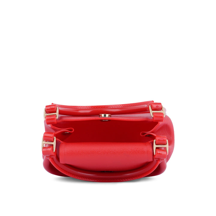 Croc Textured Mini Handbag in Red