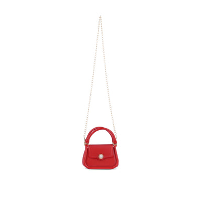 Croc Textured Mini Handbag in Red