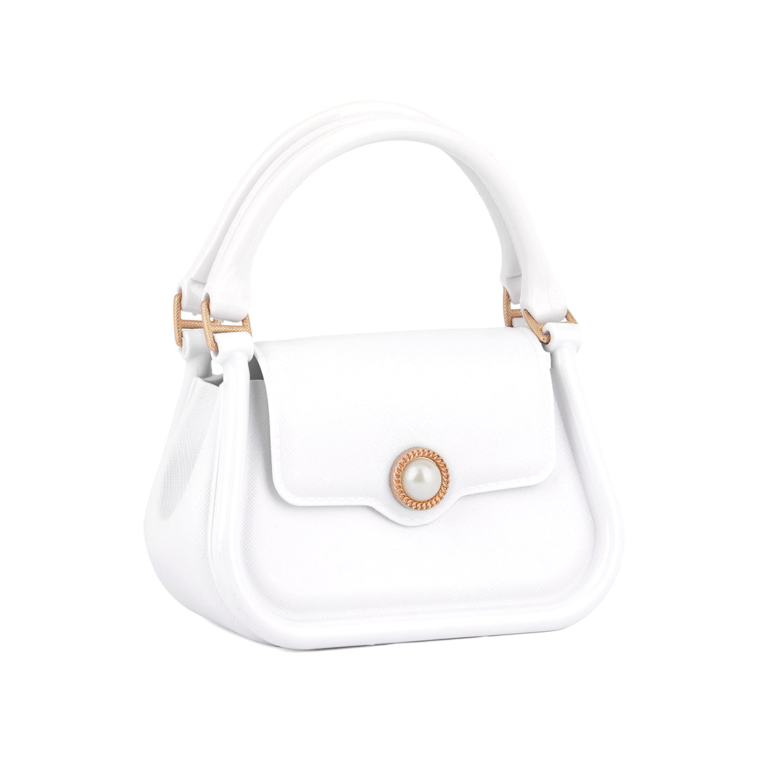 Croc Textured Mini Handbag in White