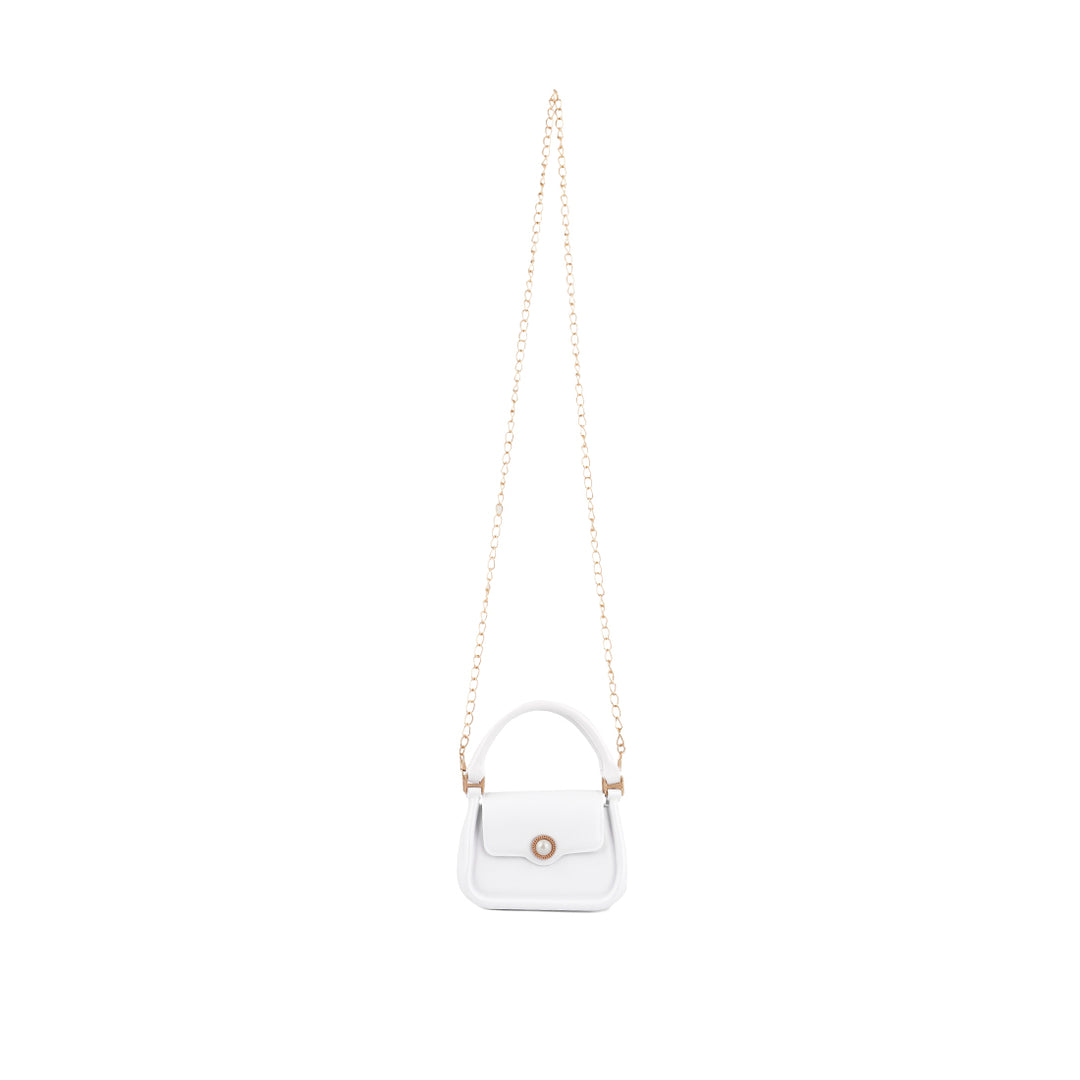 Croc Textured Mini Handbag in White