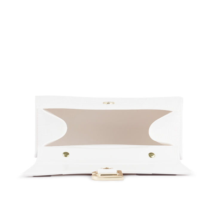 Croc Textured Mini Handbag in White