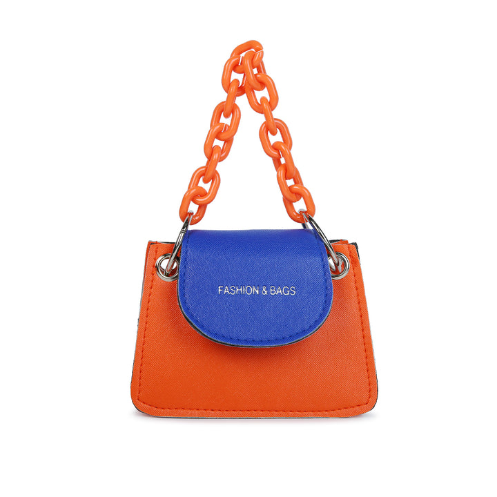 Round Flap Mini Statement Bag in Orange