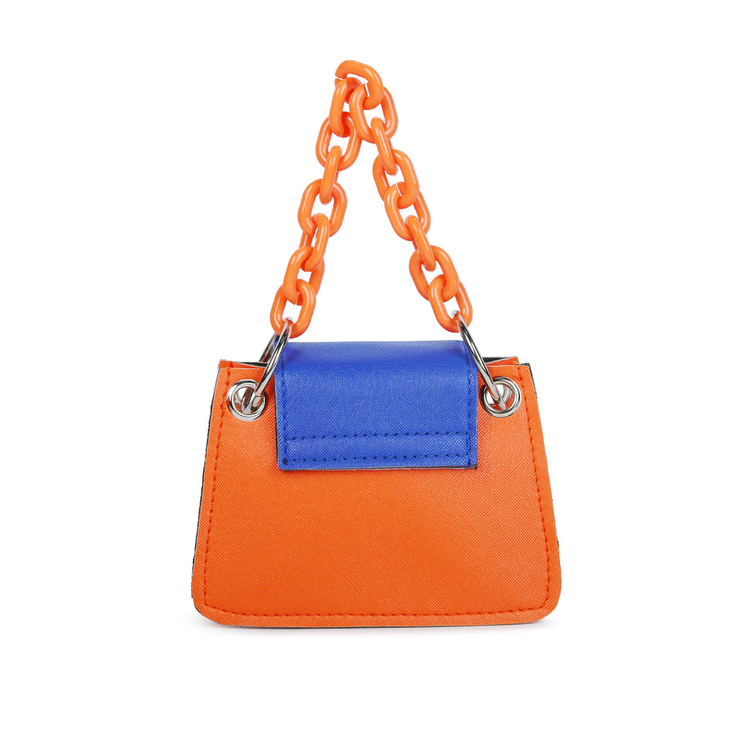 Round Flap Mini Statement Bag in Orange