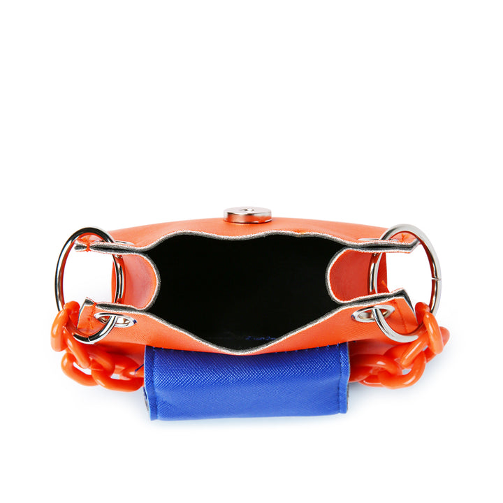 Round Flap Mini Statement Bag in Orange