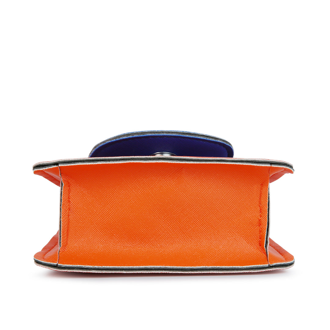 Round Flap Mini Statement Bag in Orange