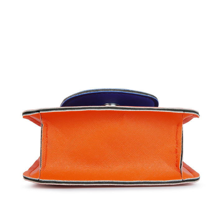 Round Flap Mini Statement Bag in Orange