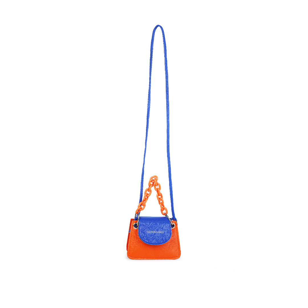 Round Flap Mini Statement Bag in Orange