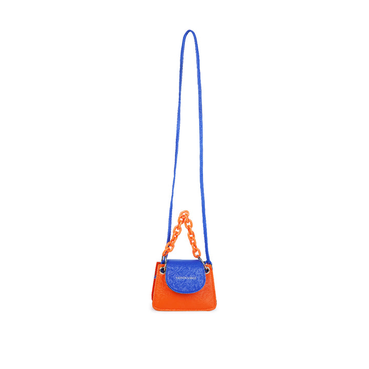 Round Flap Mini Statement Bag in Orange