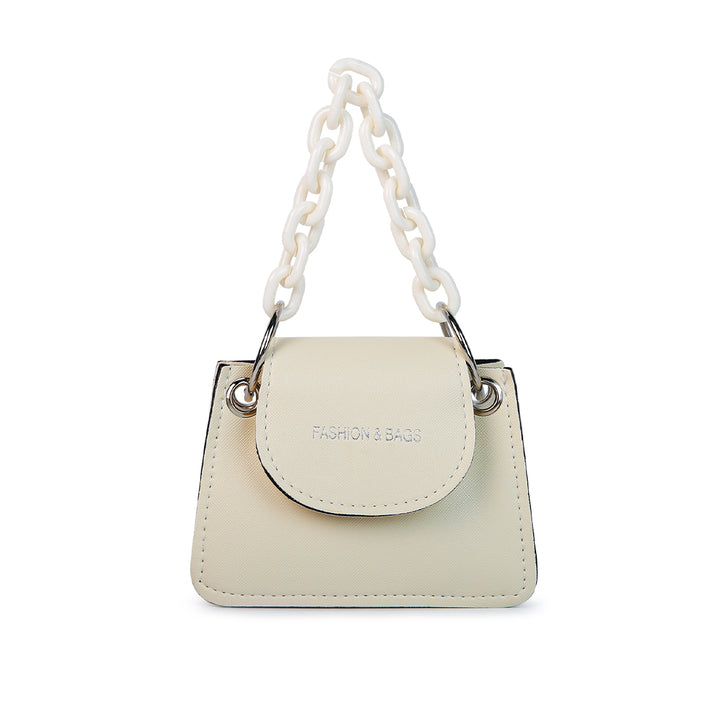 Round Flap Mini Statement Bag in White