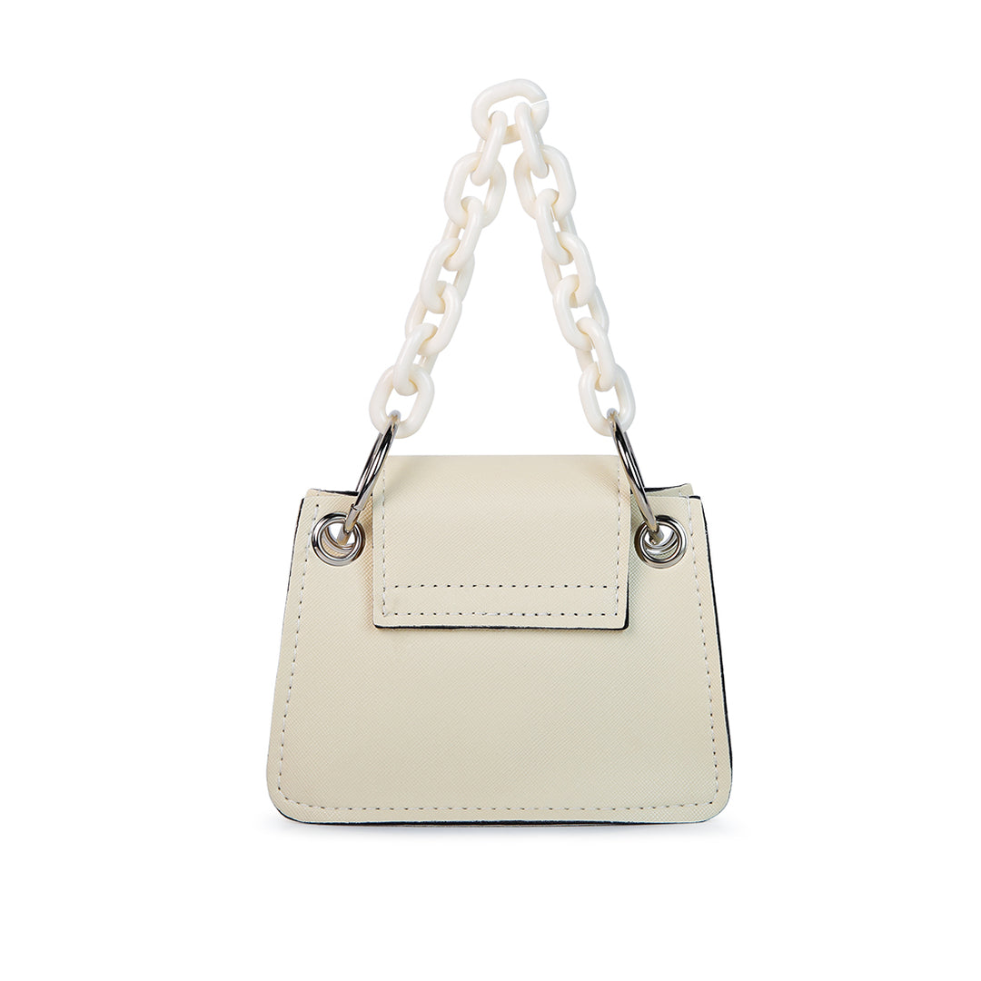 Round Flap Mini Statement Bag in White