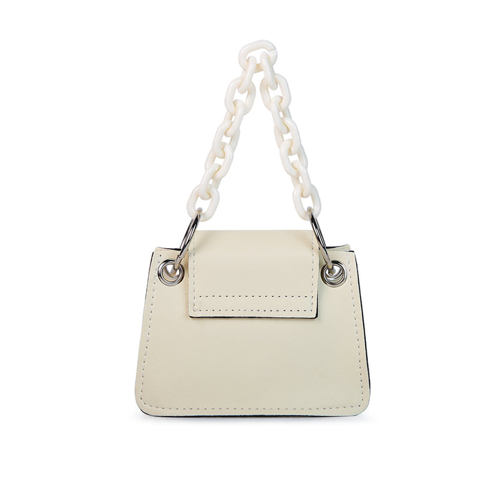 Round Flap Mini Statement Bag in White