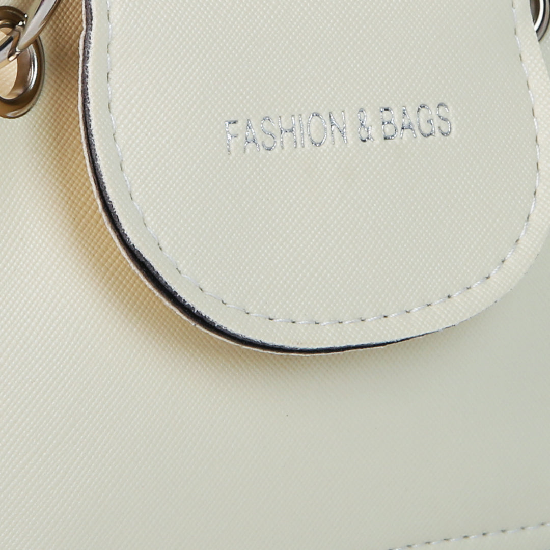 Round Flap Mini Statement Bag in White