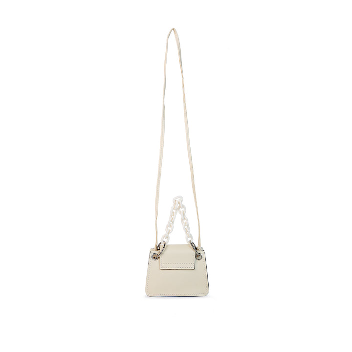 Round Flap Mini Statement Bag in White