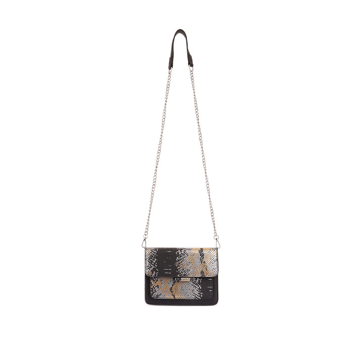 Black Reptile Print Sling Bag