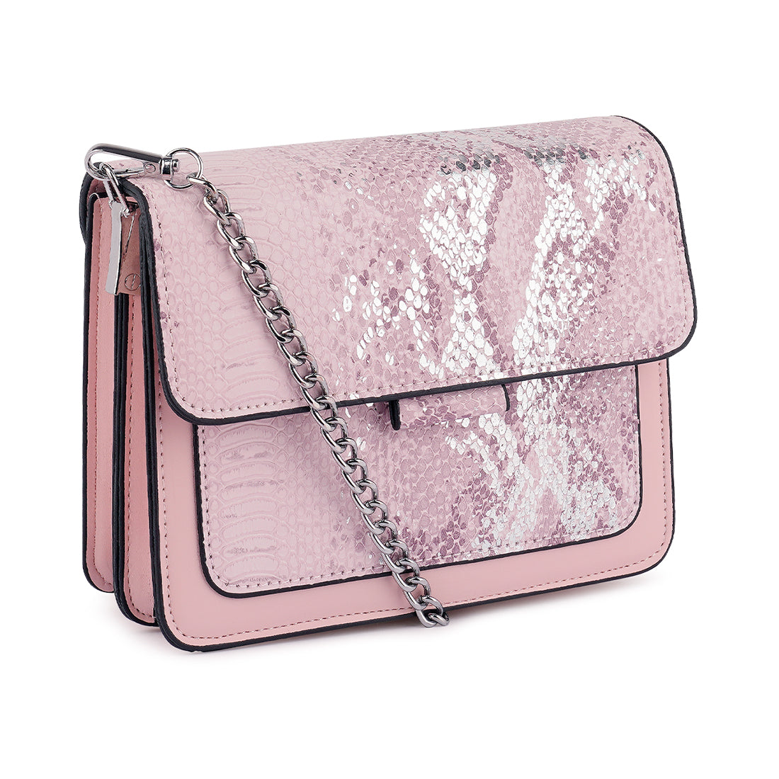 Pink Reptile Print Sling Bag