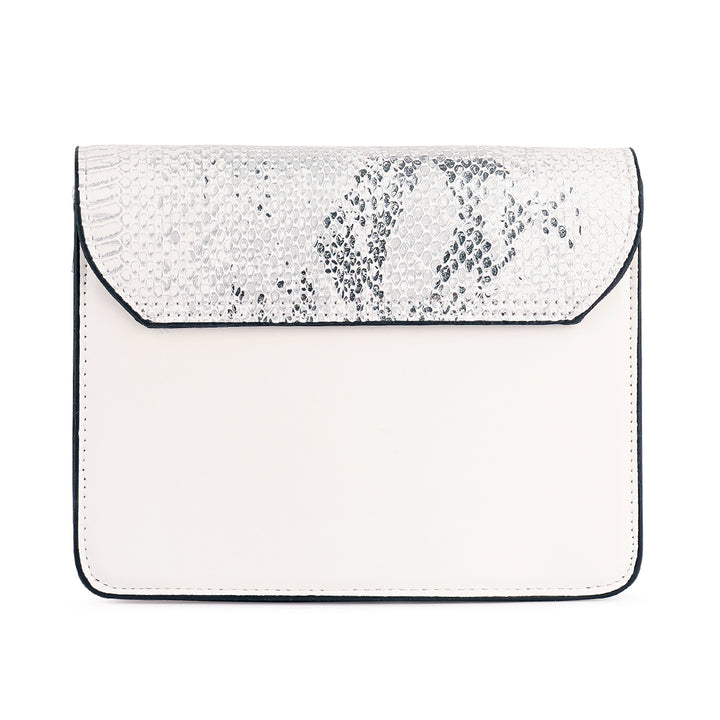 White Reptile Print Sling Bag