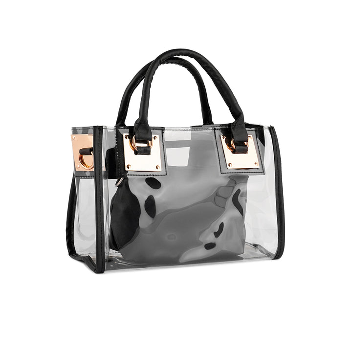 Black Clear Handbag With Pouch