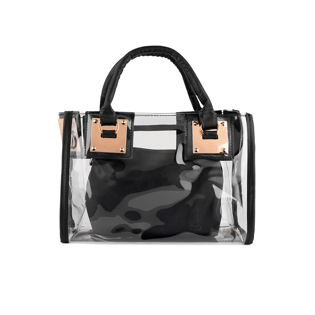 Black Clear Handbag With Pouch