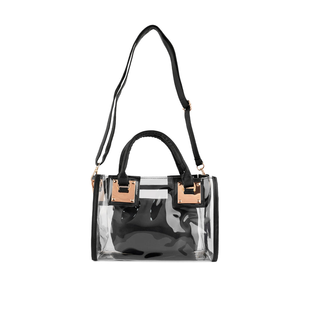 Black Clear Handbag With Pouch