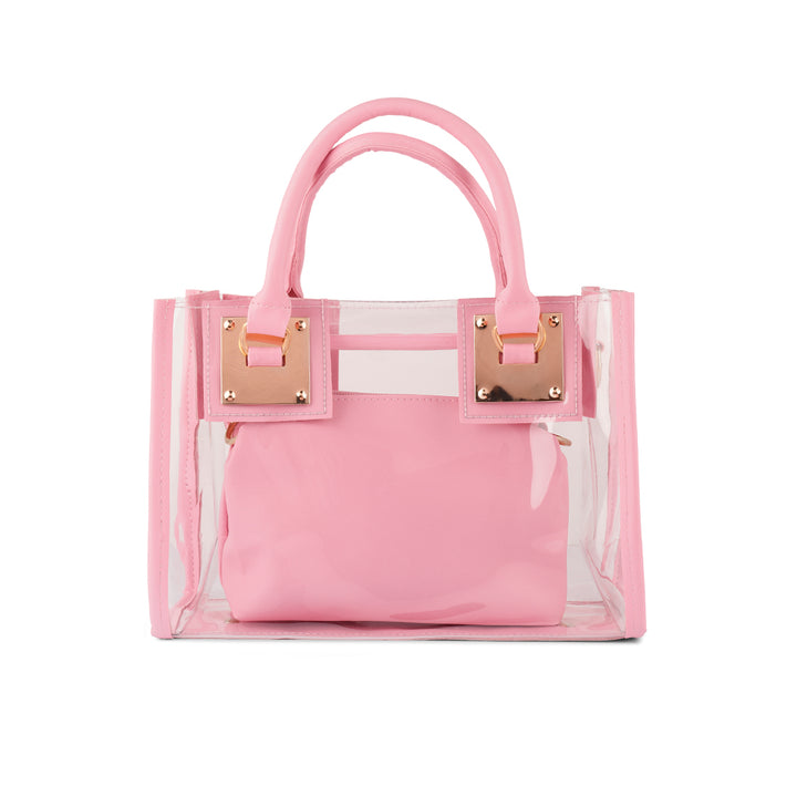 Pink Clear Handbag With Pouch