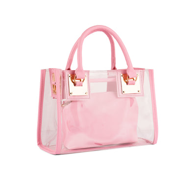 Pink Clear Handbag With Pouch