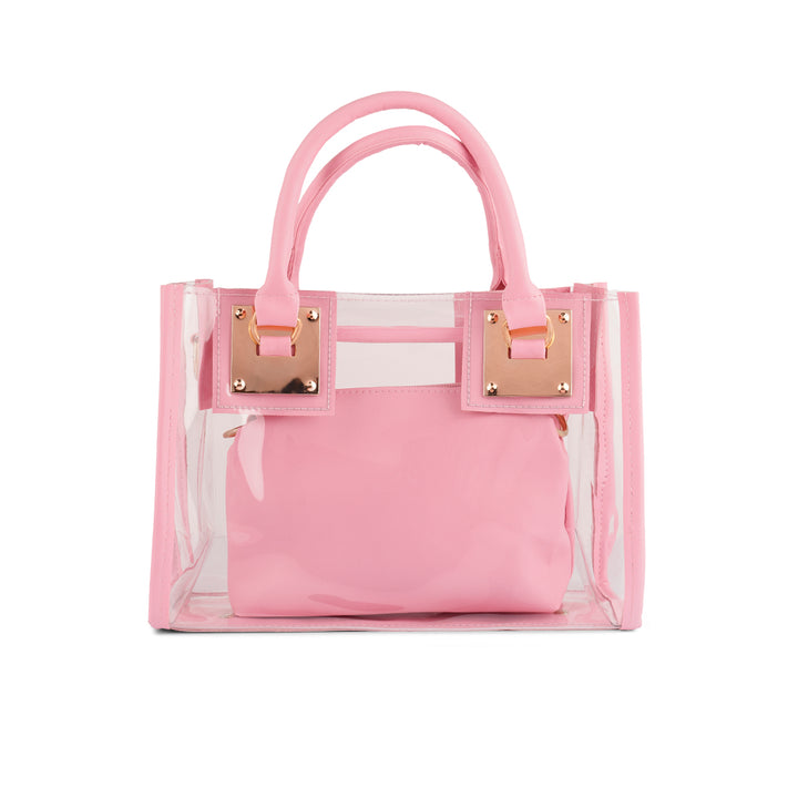 Pink Clear Handbag With Pouch