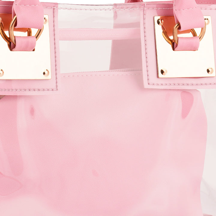 Pink Clear Handbag With Pouch