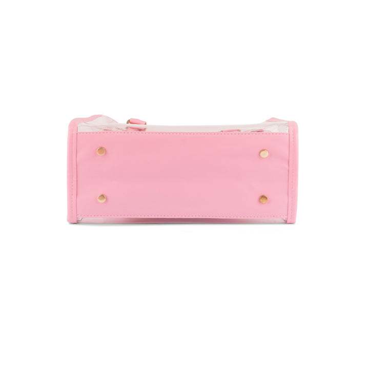 Pink Clear Handbag With Pouch