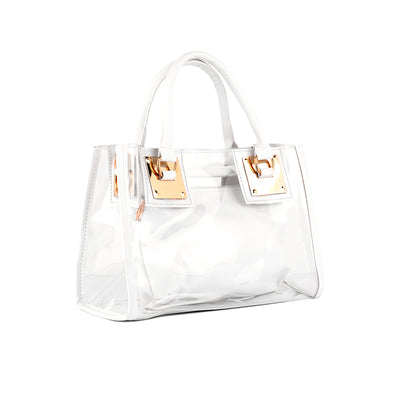 White Clear Handbag With Pouch