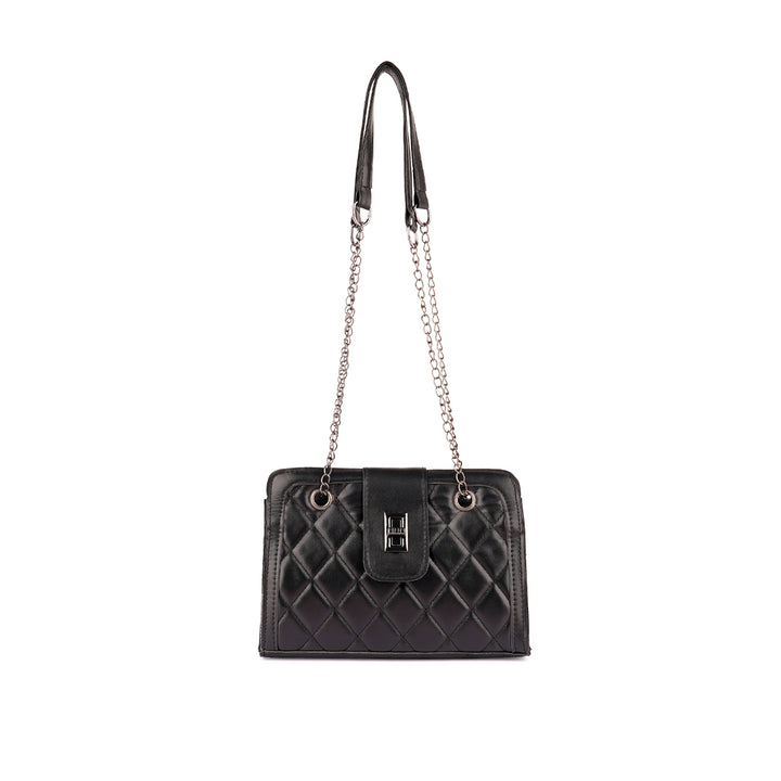 Black Quilted Statement Sling Bag