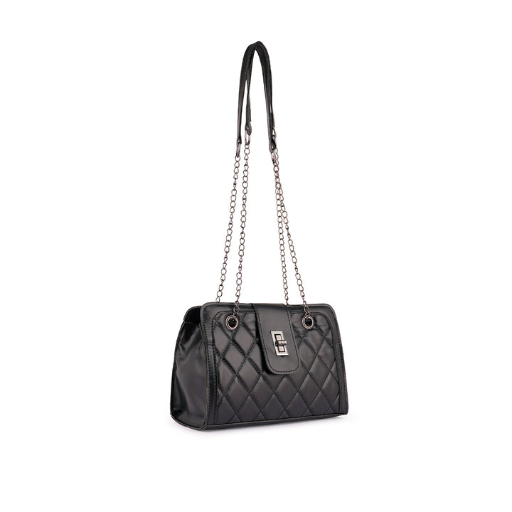 Black Quilted Statement Sling Bag