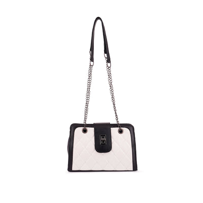 White Quilted Statement Sling Bag