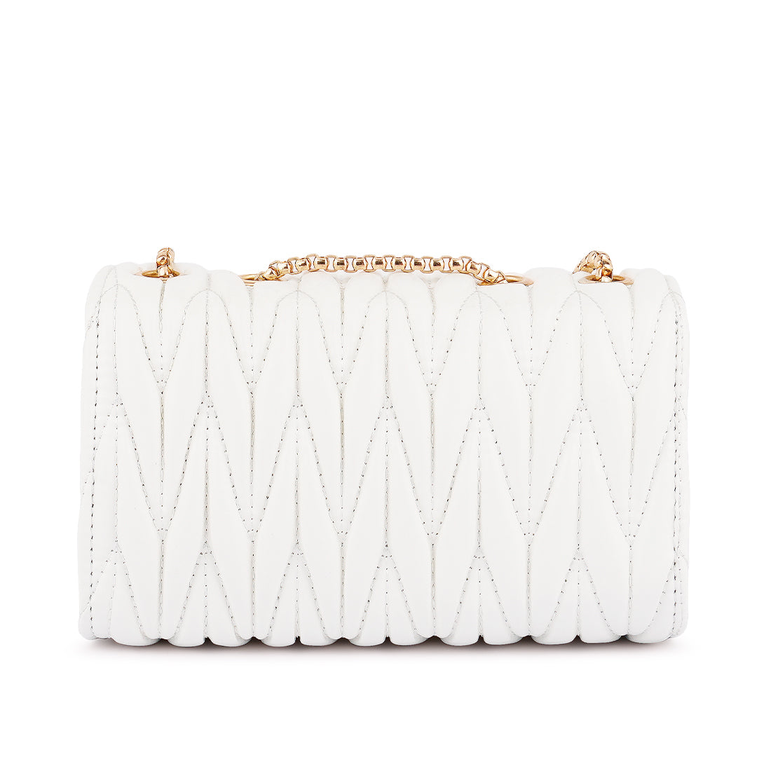 White Chevron Quilted  Sling Bag