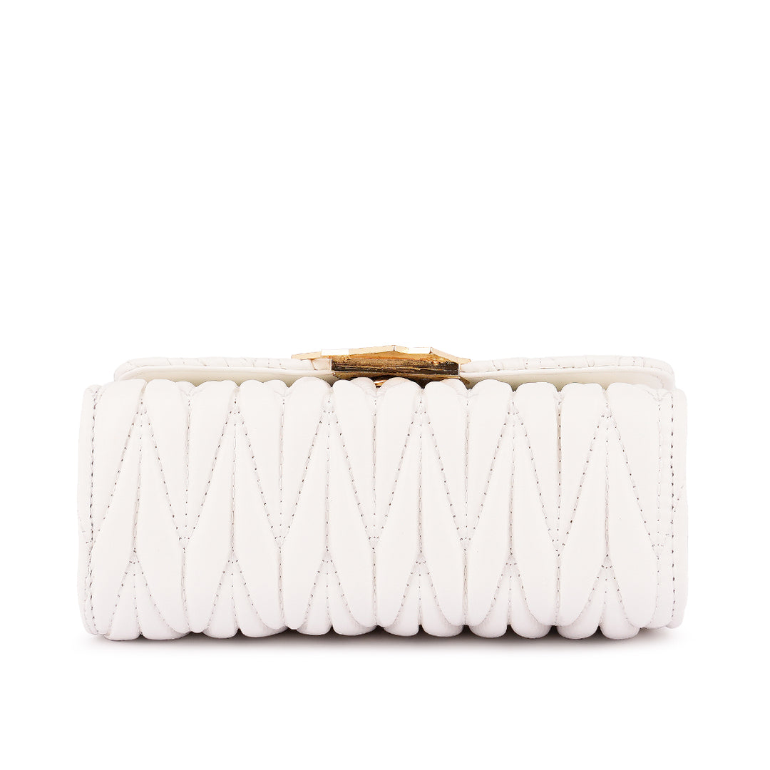 White Chevron Quilted  Sling Bag