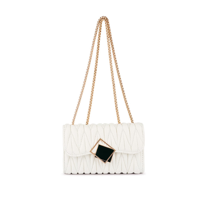 White Chevron Quilted  Sling Bag