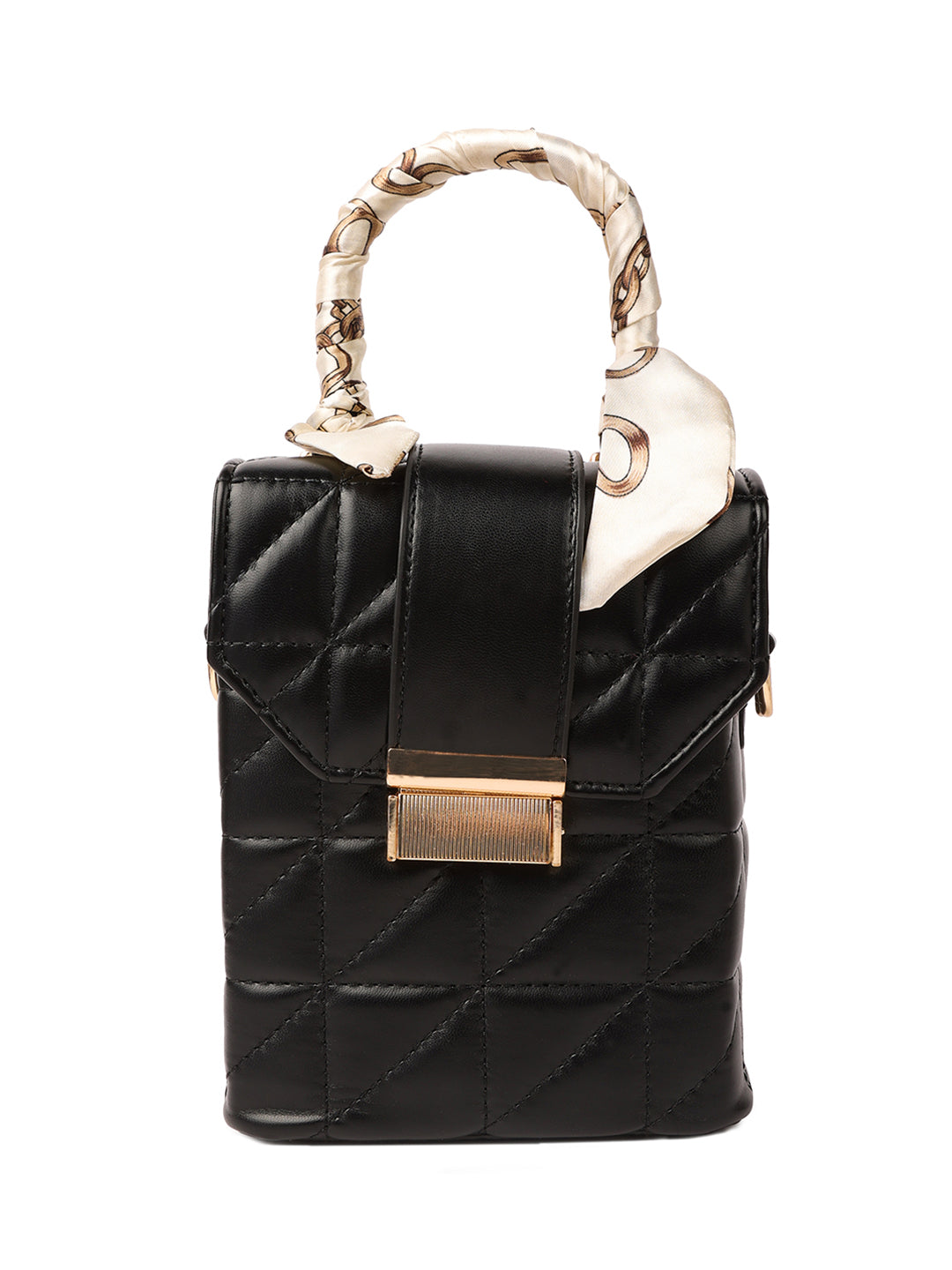 quilted bucket handbag#color_black
