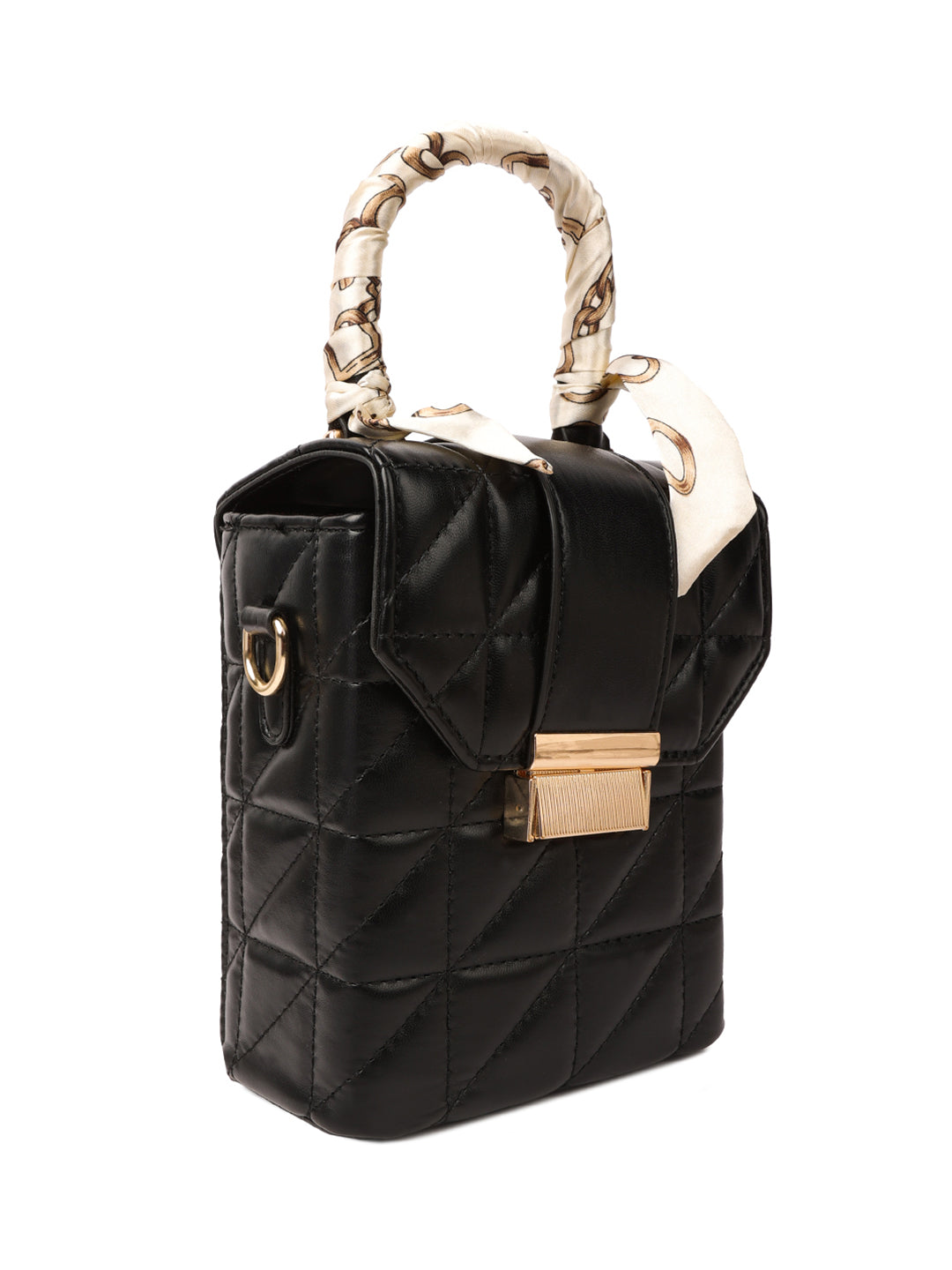 quilted bucket handbag#color_black