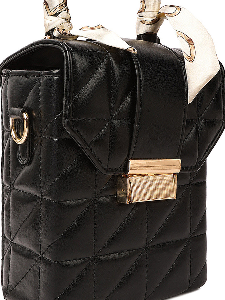 quilted bucket handbag#color_black